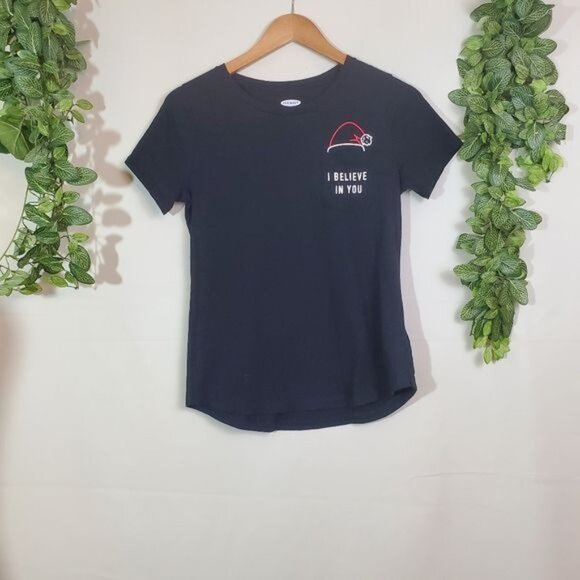 Old Navy Tops - Old Navy I Believe in You Christmas T-shirt Black Size XS X-Small Short Sleeve